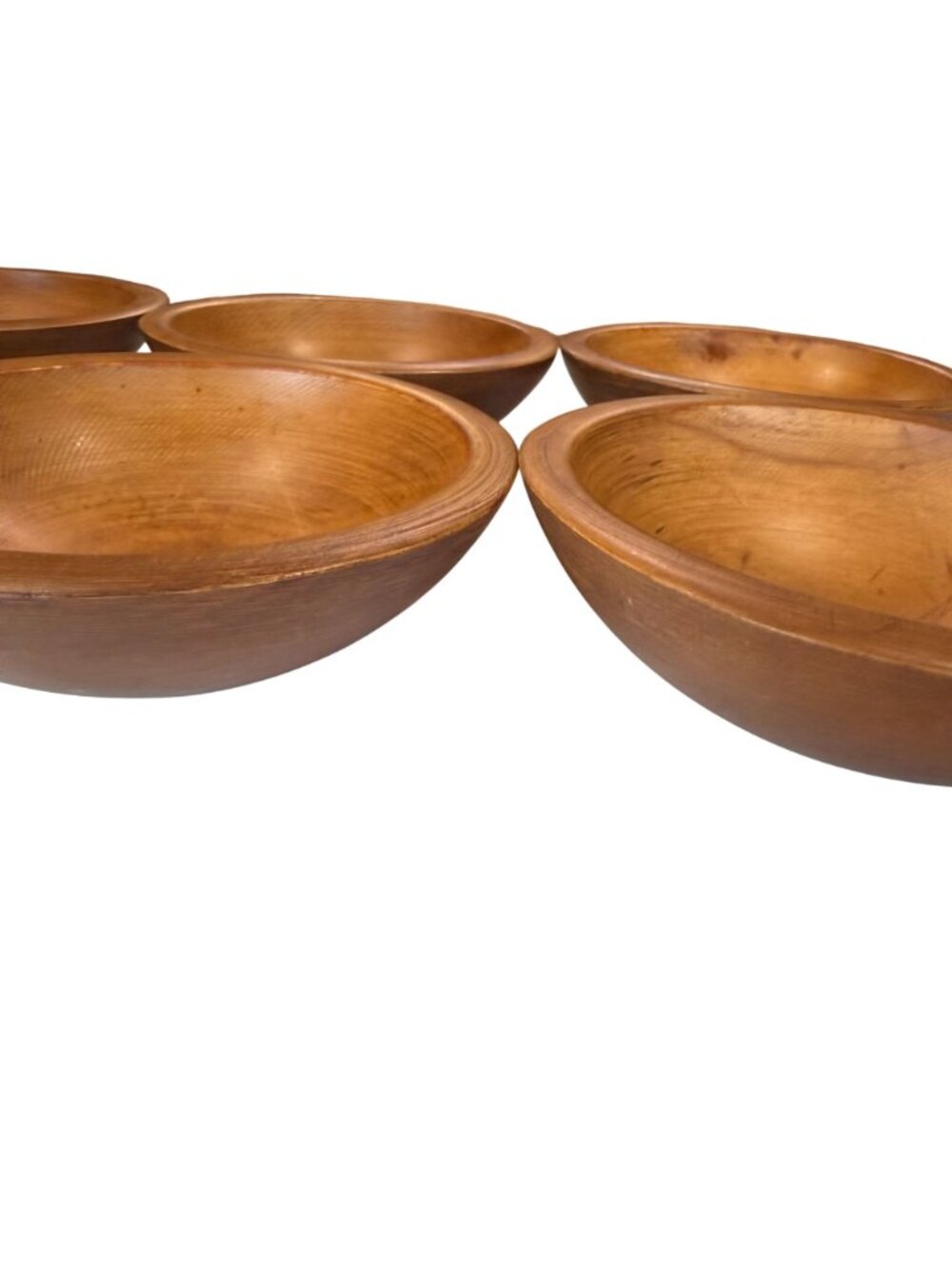 MCM Woodcraftery Handcrafted Wooden Salad Bowls Set of 6 Rustic Kitchenware - Picture 6 of 11